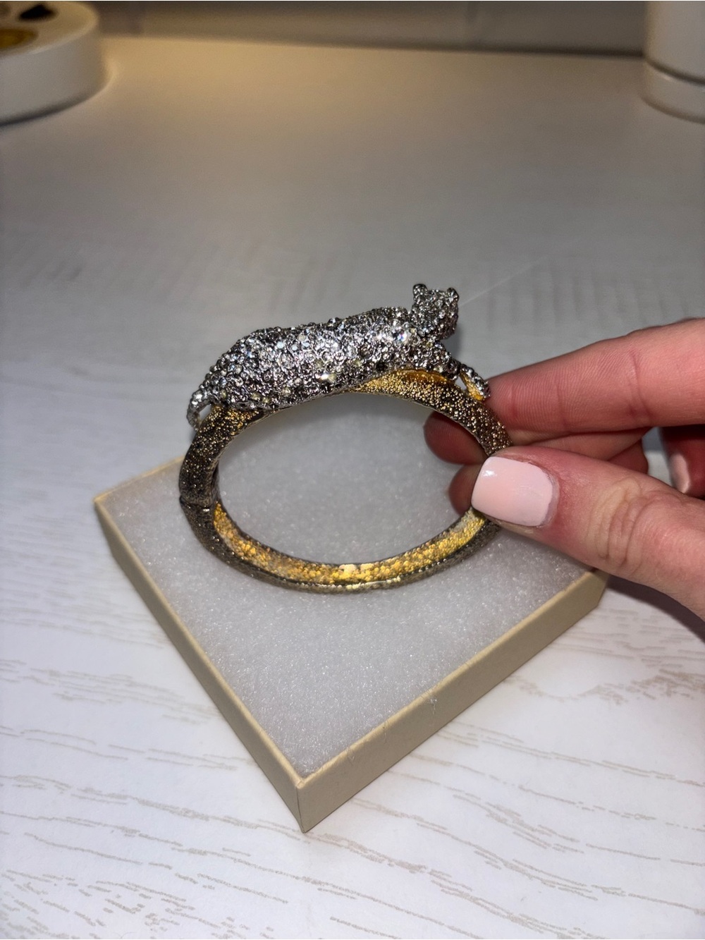 Alexis Bittar Gold and Silver Textured Bangle - Picture 3 of 6